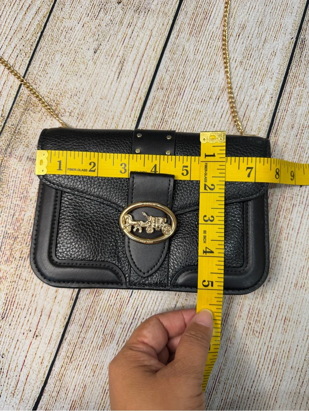 EUC Coach Georgie Crossbody with Rivets in Black Pebbled Leather (Style #6925)